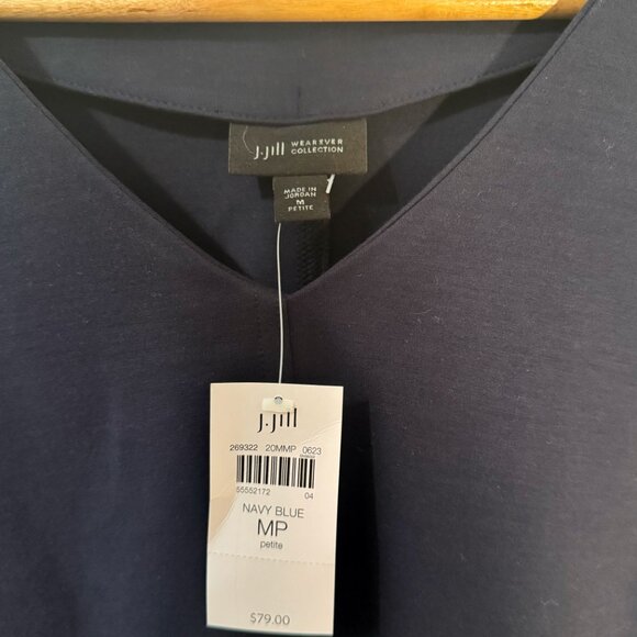 J. Jill Wearever Collection V-Neck Top Short Sleeve Relaxed Ponte Fit Navy MP - Picture 3 of 3